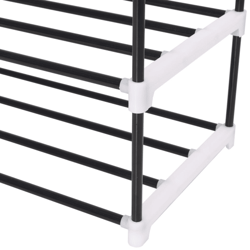 vidaXL Sapateira com 7 prateleiras metal e plástico preto