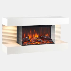 KAMINIO Lareira Elétrica LIZ - Lareira elétrica de parede com aquecimento, efeito de chama 3D, Luz ambiente LED, controle remoto - Branco