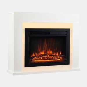 KAMINIO Lareira Elétrica MATTI - Lareira elétrica de chão com aquecimento, efeito de chama 3D, Luz ambiente LED, controle remoto - Branco