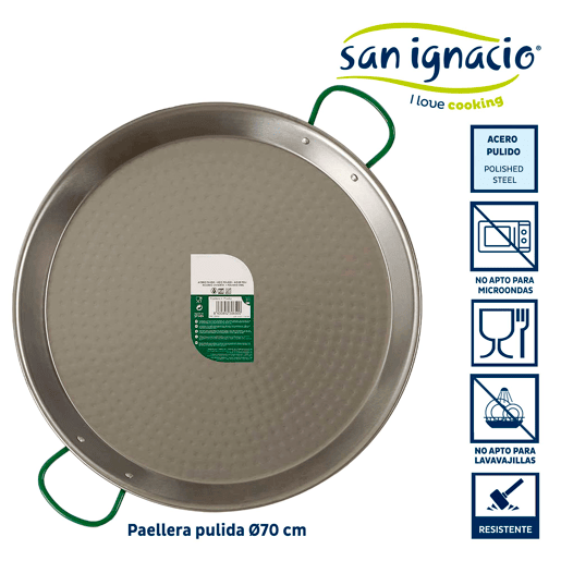 Panela de paella polida 30 porções