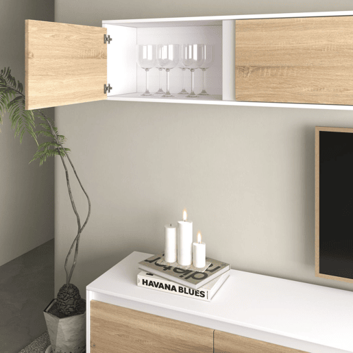 Conjunto de sala de estar com mesa de centro e mesa de jantar Arlet Max V2B Artik White (Branco mate) - Carvalho canadiano 200 x 43 x 41 cm