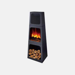 Fogão elétrico de chão. Efeito de chama LED independente do aquecedor Efeito madeira. Duas potências. Termostato regulável. Espaço inferior para troncos decorativos.