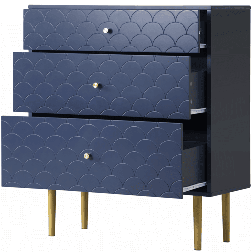 Cómoda Kaugzun G com 3 gavetas e pés em metal