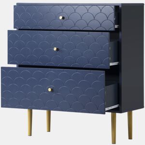 Cómoda Kaugzun G com 3 gavetas e pés em metal