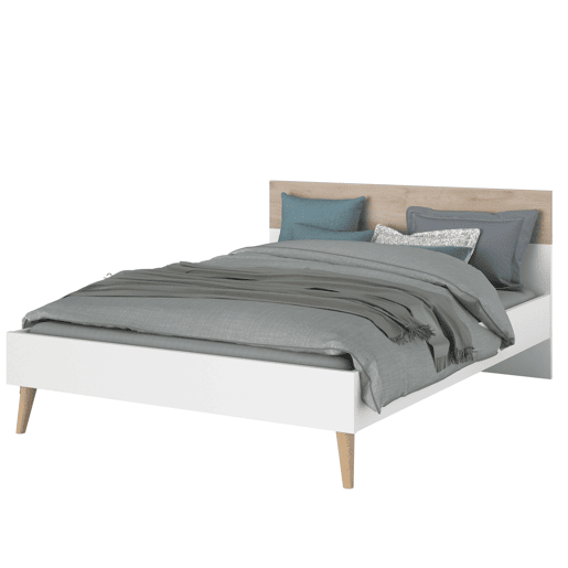 Cama Osaka estilo nórdico quarto de casal carvalho japonês e branco 135-140x190 cm Cama Osaka estilo nórdico quarto de casal carvalho japonês e branco 135-140x190 cm