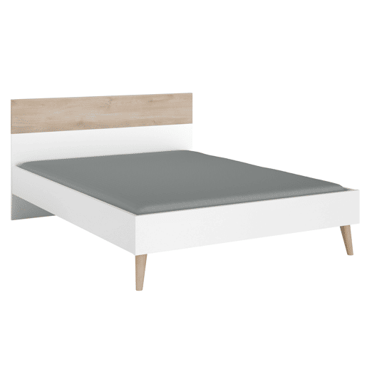 Cama Osaka estilo nórdico quarto de casal carvalho japonês e branco 135-140x190 cm Cama Osaka estilo nórdico quarto de casal carvalho japonês e branco 135-140x190 cm