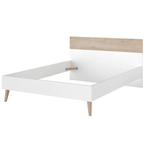 Cama Osaka estilo nórdico quarto de casal carvalho japonês e branco 135-140x190 cm Cama Osaka estilo nórdico quarto de casal carvalho japonês e branco 135-140x190 cm