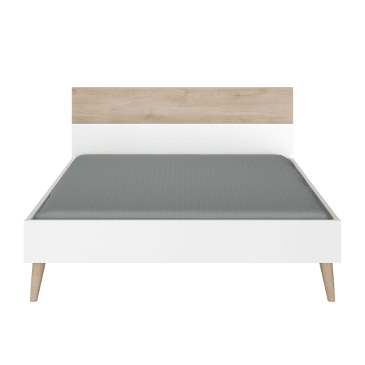 Cama Osaka estilo nórdico quarto de casal carvalho japonês e branco 135-140x190 cm Cama Osaka estilo nórdico quarto de casal carvalho japonês e branco 135-140x190 cm