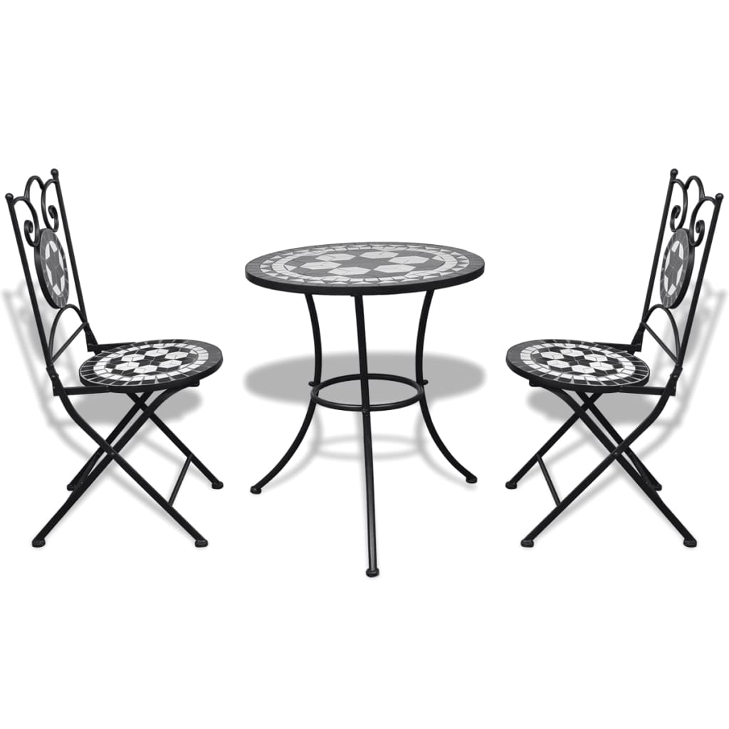 Conjunto de jardín salento 2 sillas + mesa blanco/negro