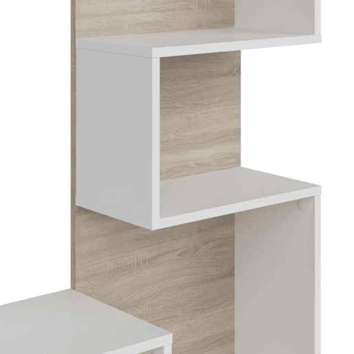 Móvel de TV estilo nórdico Snake para sala de estar e sala de jantar em carvalho Sonoma e Nymphaea Alba com 4 prateleiras 160x130x29 cm Móvel de TV estilo nórdico Snake para sala de estar e sala de jantar em carvalho Sonoma e Nymphaea Alba com 4 prateleiras 160x130x29 cm