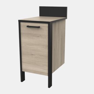 Módulo Inferior de Cozinha Industrial Estilo Industrial em Carvalho e Cor Preta com 1 Porta 44 cm