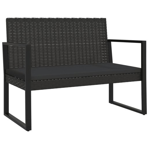 vidaXL 4 pcs conjunto lounge de jardim c almofadões vime PE preto vidaXL 4 pcs conjunto lounge de jardim c almofadões vime PE preto
