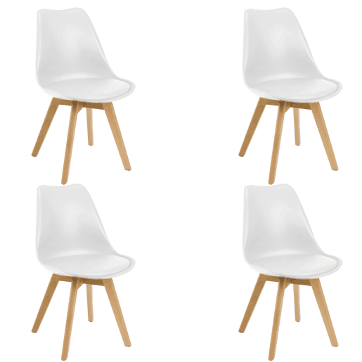 Pacote de 4 cadeiras estilo nórdico em branco e carvalho 83x49x56 cm