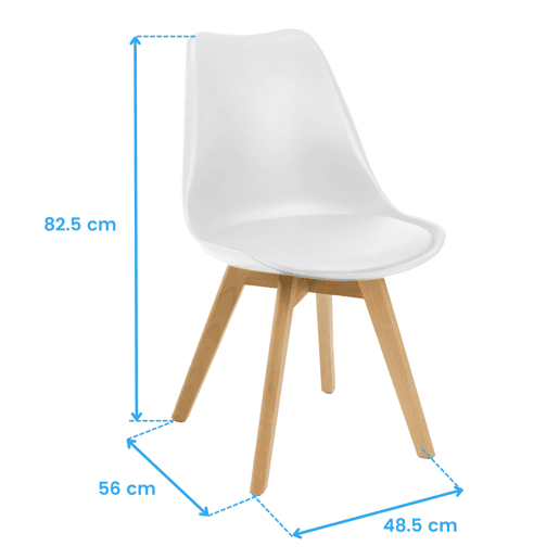 Pacote de 4 cadeiras estilo nórdico em branco e carvalho 83x49x56 cm