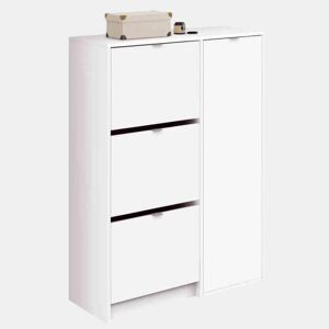 Sapateira Botero Multi-Room para Corredor em Estilo Contemporâneo na Cor Branca com 3 Portas e 2 Prateleiras Ajustáveis 122x85x37 cm