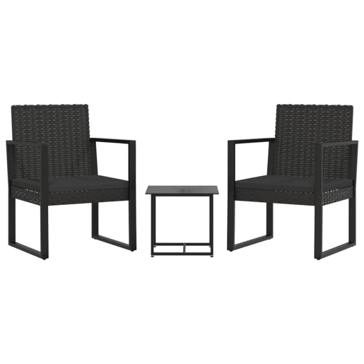 vidaXL 3 pcs conjunto lounge de jardim c almofadões vime PE preto vidaXL 3 pcs conjunto lounge de jardim c almofadões vime PE preto