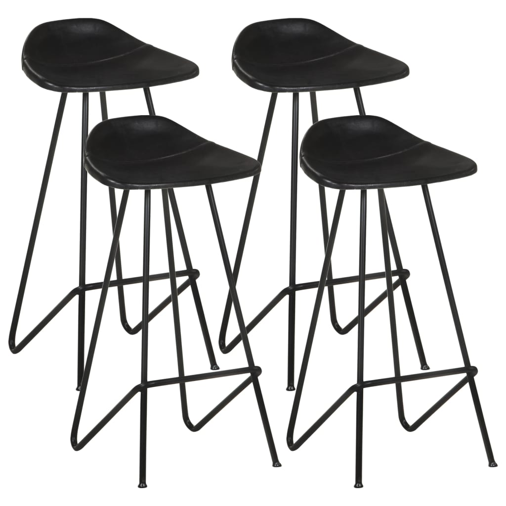 Vidaxl taburetes de cocina 4 unidades cuero auténtico negro