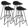 vidaXL Bancos de bar 4 pcs couro genuíno preto