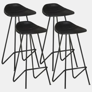 vidaXL Bancos de bar 4 pcs couro genuíno preto