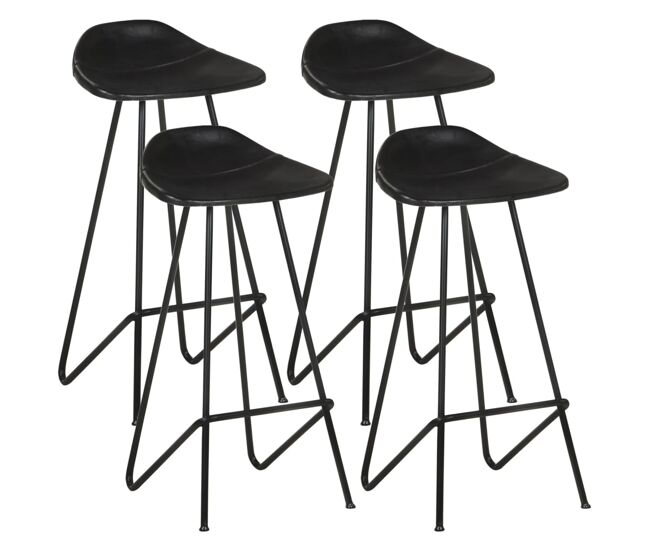 Vidaxl taburetes de cocina 4 unidades cuero auténtico negro