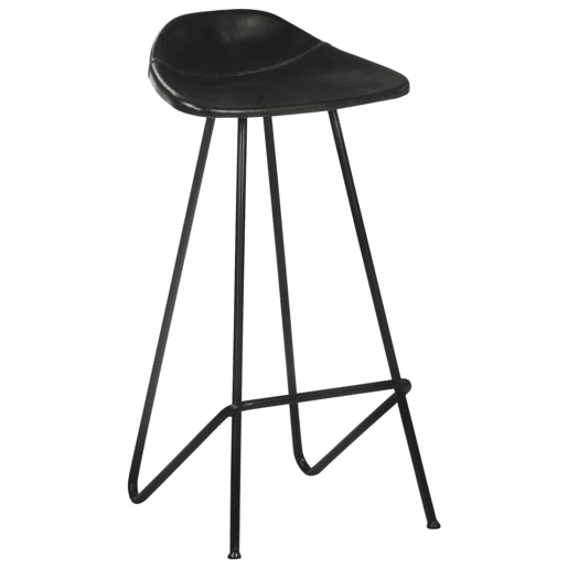 vidaXL Bancos de bar 4 pcs couro genuíno preto