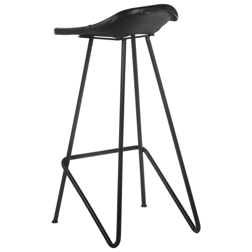 vidaXL Bancos de bar 4 pcs couro genuíno preto