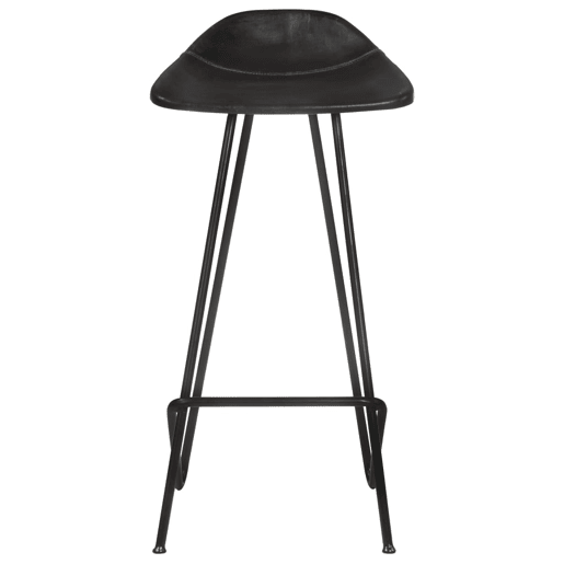 vidaXL Bancos de bar 4 pcs couro genuíno preto