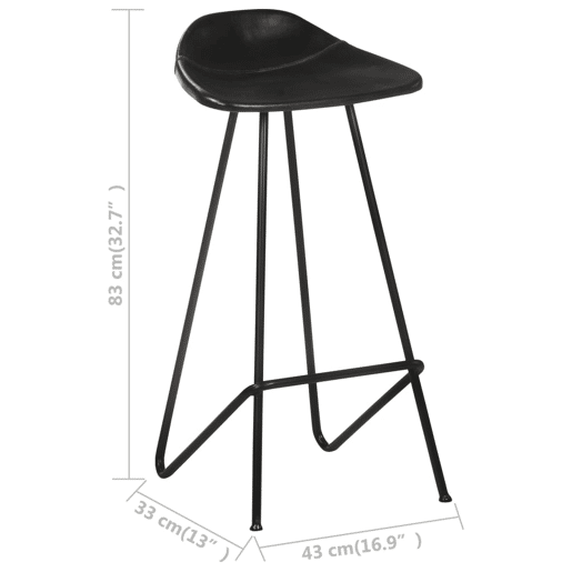 vidaXL Bancos de bar 4 pcs couro genuíno preto
