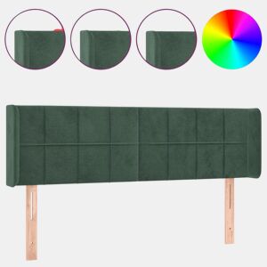 vidaXL Cabeceira cama c luzes LED veludo 147x16x7888 cm verde-escuro