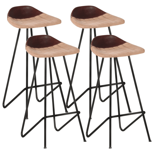 vidaXL Bancos de bar 4 pcs couro genuíno castanho