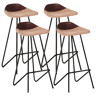 vidaXL Bancos de bar 4 pcs couro genuíno castanho