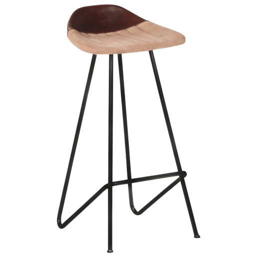 vidaXL Bancos de bar 4 pcs couro genuíno castanho