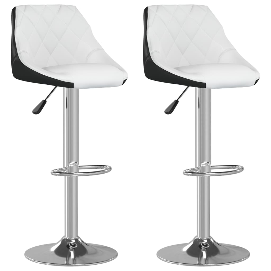 Vidaxl taburetes de cocina 2 unidades cuero sintético blanco y negro