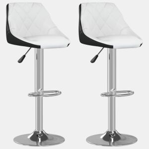 vidaXL Bancos de bar 2 pcs couro artificial branco e preto