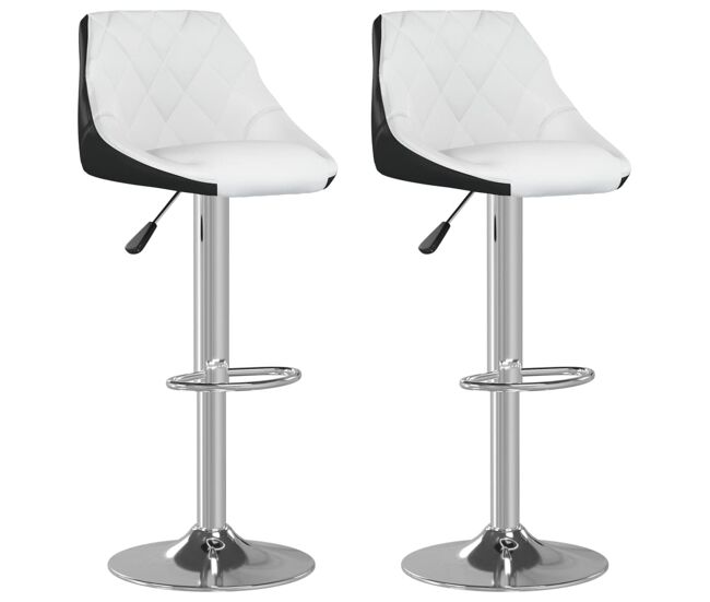 Vidaxl taburetes de cocina 2 unidades cuero sintético blanco y negro