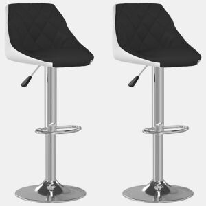 vidaXL Bancos de bar 2 pcs couro artificial preto e branco