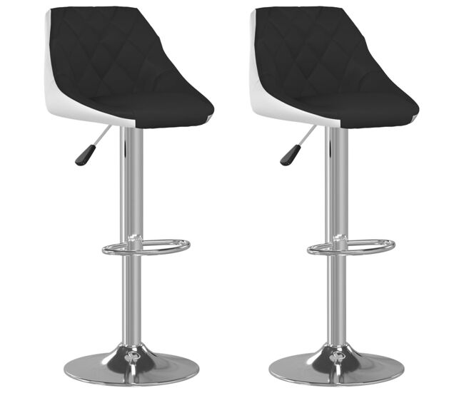 Vidaxl taburetes de cocina 2 unidades cuero sintético negro y blanco