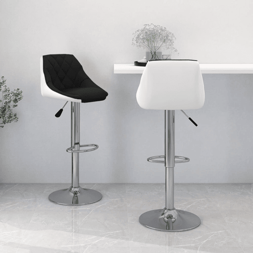 vidaXL Bancos de bar 2 pcs couro artificial preto e branco vidaXL Bancos de bar 2 pcs couro artificial preto e branco