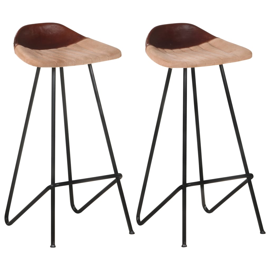 Vidaxl taburetes de cocina 2 unidades cuero auténtico marrón