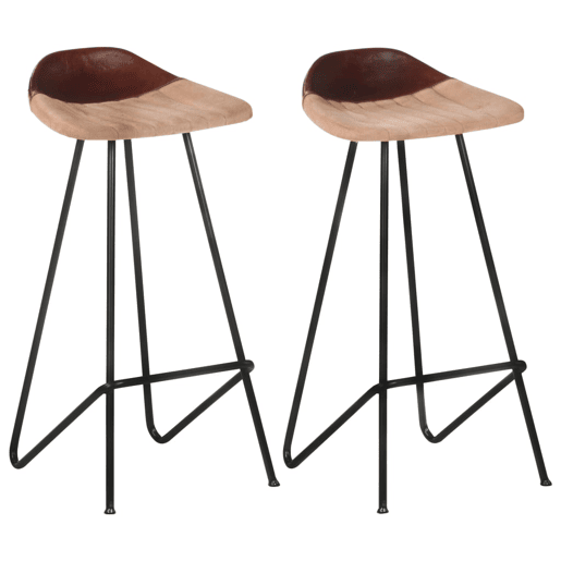 vidaXL Bancos de bar 2 pcs couro genuĂno castanho vidaXL Bancos de bar 2 pcs couro genuĂno castanho