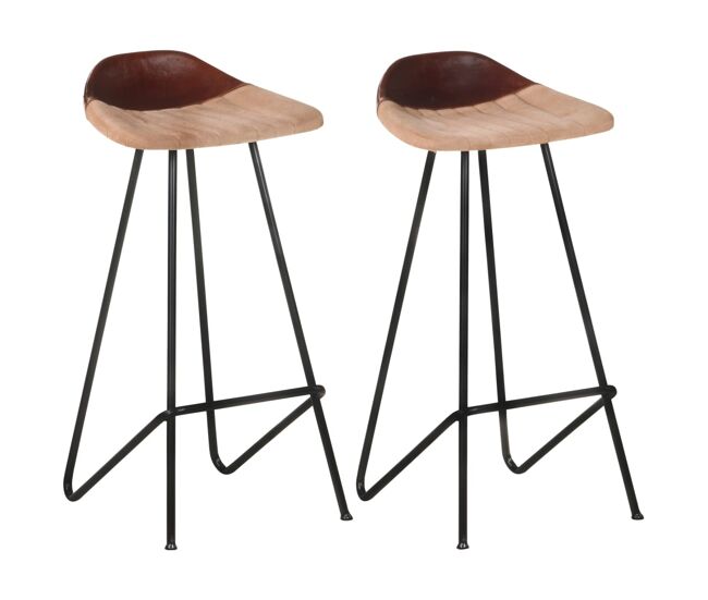 Vidaxl taburetes de cocina 2 unidades cuero auténtico marrón