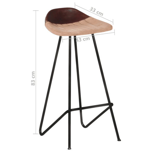 vidaXL Bancos de bar 2 pcs couro genuĂno castanho vidaXL Bancos de bar 2 pcs couro genuĂno castanho