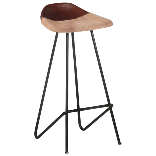 vidaXL Bancos de bar 2 pcs couro genuĂno castanho vidaXL Bancos de bar 2 pcs couro genuĂno castanho