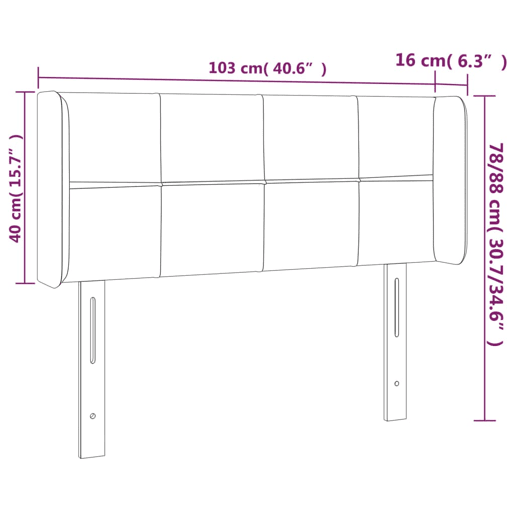 vidaXL Cabeceira cama c luzes LED veludo 103x16x7888 cm cinza-claro