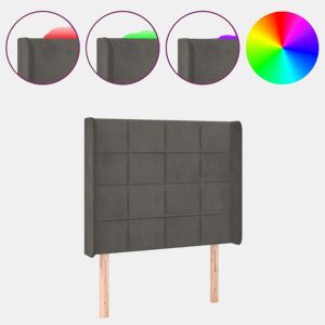 vidaXL Cabeceira cama c luzes LED veludo 83x16x118128cm cinza-escuro