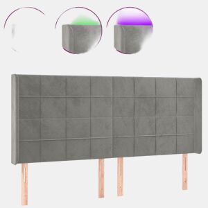 vidaXL Cabeceira cama c luzes LED veludo 203x16x118128cm cinza-claro