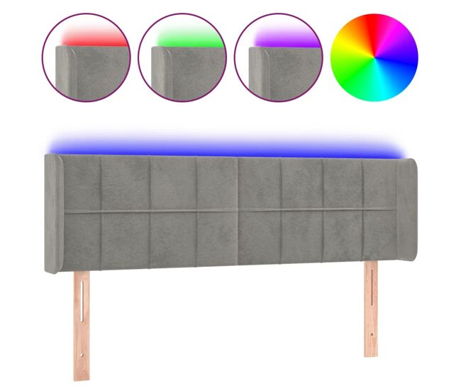 Vidaxl cabecero con led de terciopelo gris claro 147x16x78/88 cm