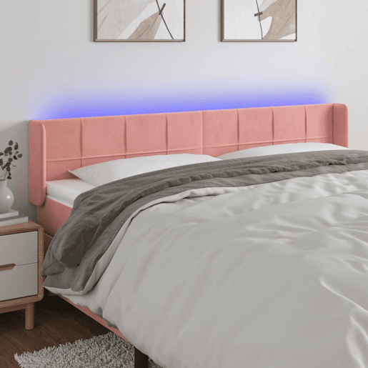 vidaXL Cabeceira de cama c luzes LED veludo 163x16x7888 cm rosa vidaXL Cabeceira de cama c luzes LED veludo 163x16x7888 cm rosa