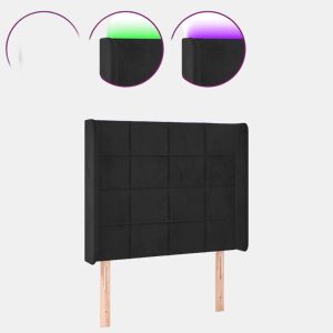 vidaXL Cabeceira de cama c luzes LED veludo 93x16x118128 cm preto