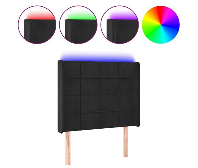 Vidaxl cabecero con led de terciopelo negro 93x16x118/128 cm